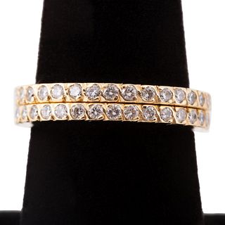 TWO DIAMOND AND 14K YELLOW GOLD ETERNITY RINGS