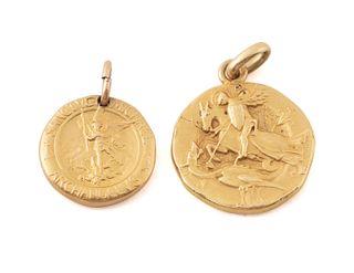 TWO 18K GOLD EUROPEAN CHARMS OR PENDANTS