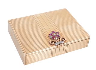 Tiffany & Co. 14k Gold & Ruby Compact Case