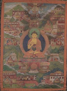 Antique Tibetan Thangka, Shakyamuni Buddha