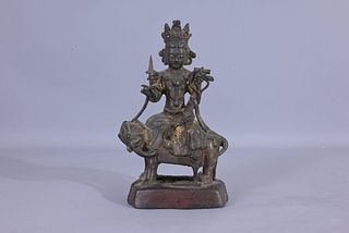 Early Antique Tibetan Bronze Figure on Elephant