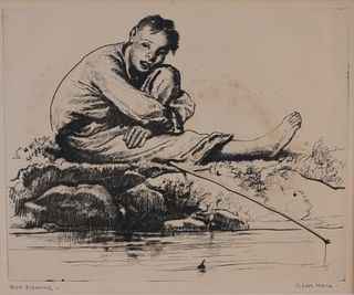 Francis Luis Mora (1874 - 1940) "Boy Fishing"