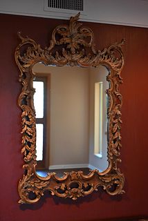 Mid-Century Italian Rococo Style Carved Mirror
