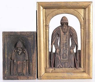 (2) Antique Carved Icons