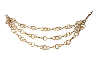 1970S CHANEL GOLD TONE TRIPLE-STRAND LINK NECKLACE
