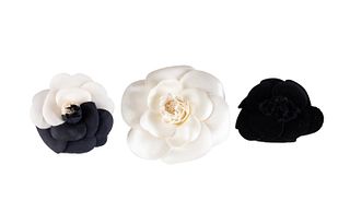 Chanel Chanel Pink x Black Piping Camellia Flower Brooch Pin