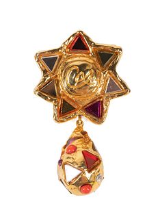 SIGNED CHRISTIAN LACROIX MIRRORED STAR BROOCH
