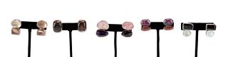 FIVE PAIRS REBECCA COLLINS 925 & STONE EAR CLIPS