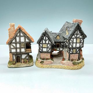 2pc David Winter Figures, Tudor Manor & Spinners Cottages