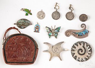 Group of sterling silver brooches