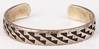 Bernard Dawahoya, Hopi Indian silver cuff bracelet