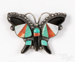 Zuni, Indian inlaid butterfly brooch