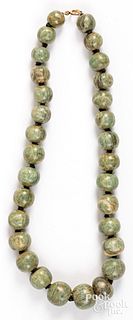 Mayan/Olmec green round bead necklace