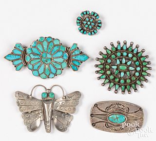 Group of Native American Indian brooches