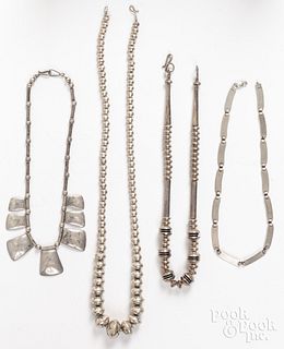 Four Native American Indian silver necklaces