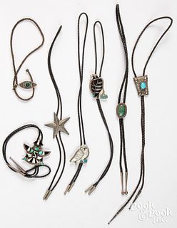 Six Native American Indian bolo ties