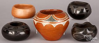 Three blackware Indian pots