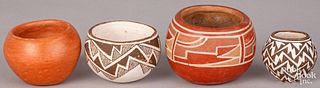 Four small Native American Indian pots