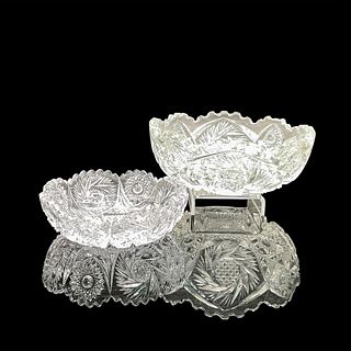 2pc Cut Glass Decorative Bowls