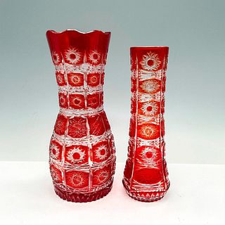 2pc Bohemian Crystal Vases