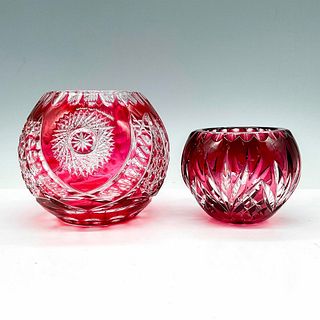 2pc Bohemian Crystal Assorted Vases