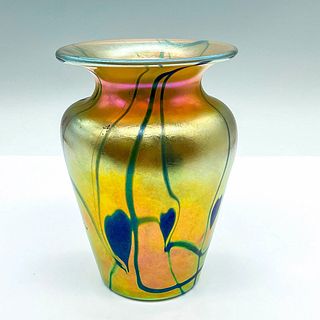Iridescent Art Glass Vase, Signed