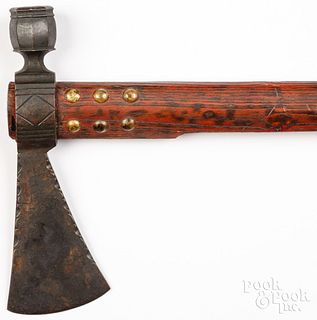 Plains Indian brass pipe tomahawk, ca. 1880