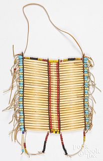Sioux Indian man's beaded hair pipe breastplate