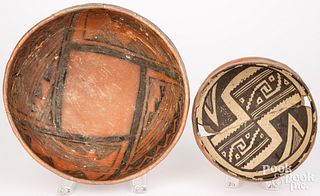Two Anasazi Indian pottery bowls