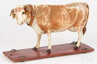 Cow pull toy, early to mid 20th c.