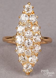 14K gold diamond cluster ring