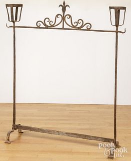 Wrought iron fireplace rack with posset cups