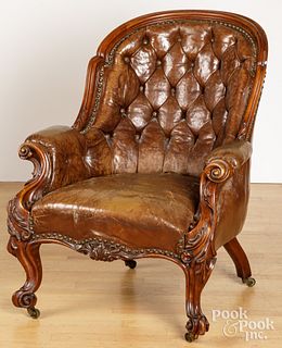 Victorian carved mahogany armchair