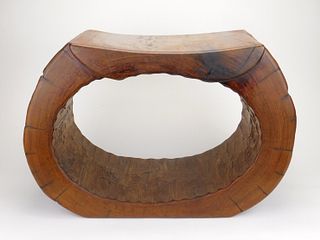 J B Blunk wood stool