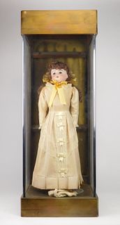 Porcelain head doll in Victorian dress