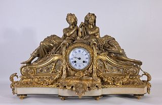 19th Century French Figural Gilt Mantel Clock