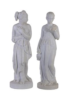 Paolina & Ebe White Marble Statues