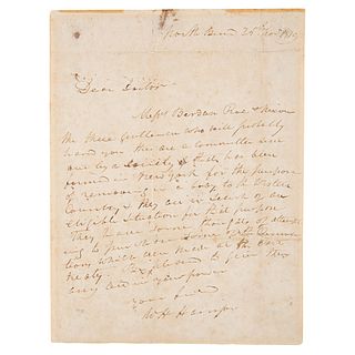 William Henry Harrison Autograph Letter Signed - writing on the New York Emigration Society and their quest to "purchase some of the Reservations"