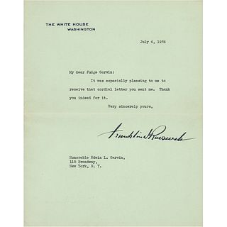 Franklin D. Roosevelt Typed Letter Signed as President