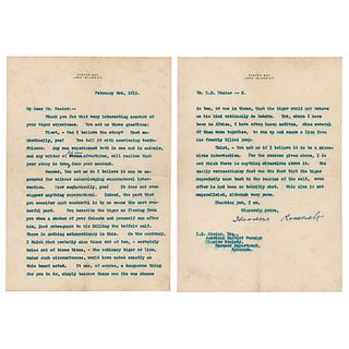 Theodore Roosevelt Typed Letter Signed on a Tiger Encounter in Burma