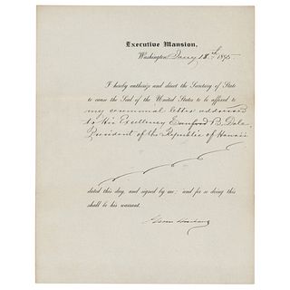 President Grover Cleveland Writes to the President of the Republic of Hawaii