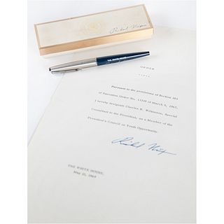 Richard Nixon Document Signed as President -includes an official Parker &#39;bill signer&#39; pen