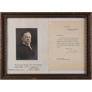 William H. Taft (2) Signed Items as Chief Justice - TLS and Photograph