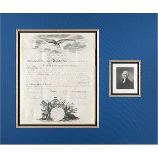 Thomas Jefferson Document Signed as President Commissioning a Lieutenant in the Navy