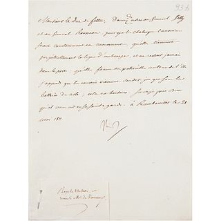 Napoleon Letter Signed to Minister of War on Gunboat Patrols