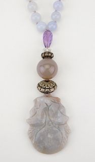 Purple stone (jade) necklace and pendant