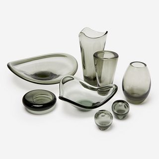  Per Lutken for Holmegaard, 8 Glass Articles (1956-62)