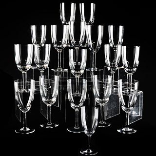 Set of Eighteen Colorless Glass Goblets
