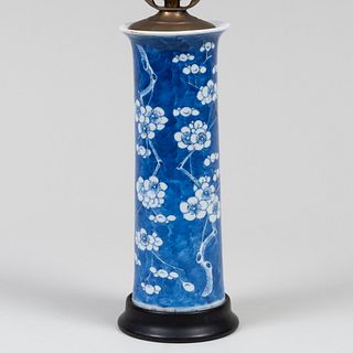 Chinese Blue and White Porcelain Vase Mounted as a Lamp 