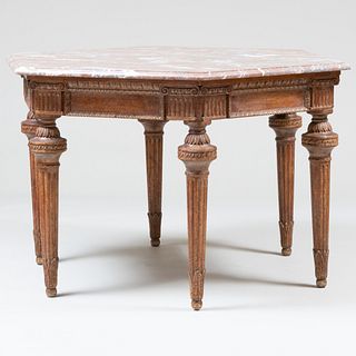 Italian Neoclassical Style Carved Walnut Hexagonal Center Table